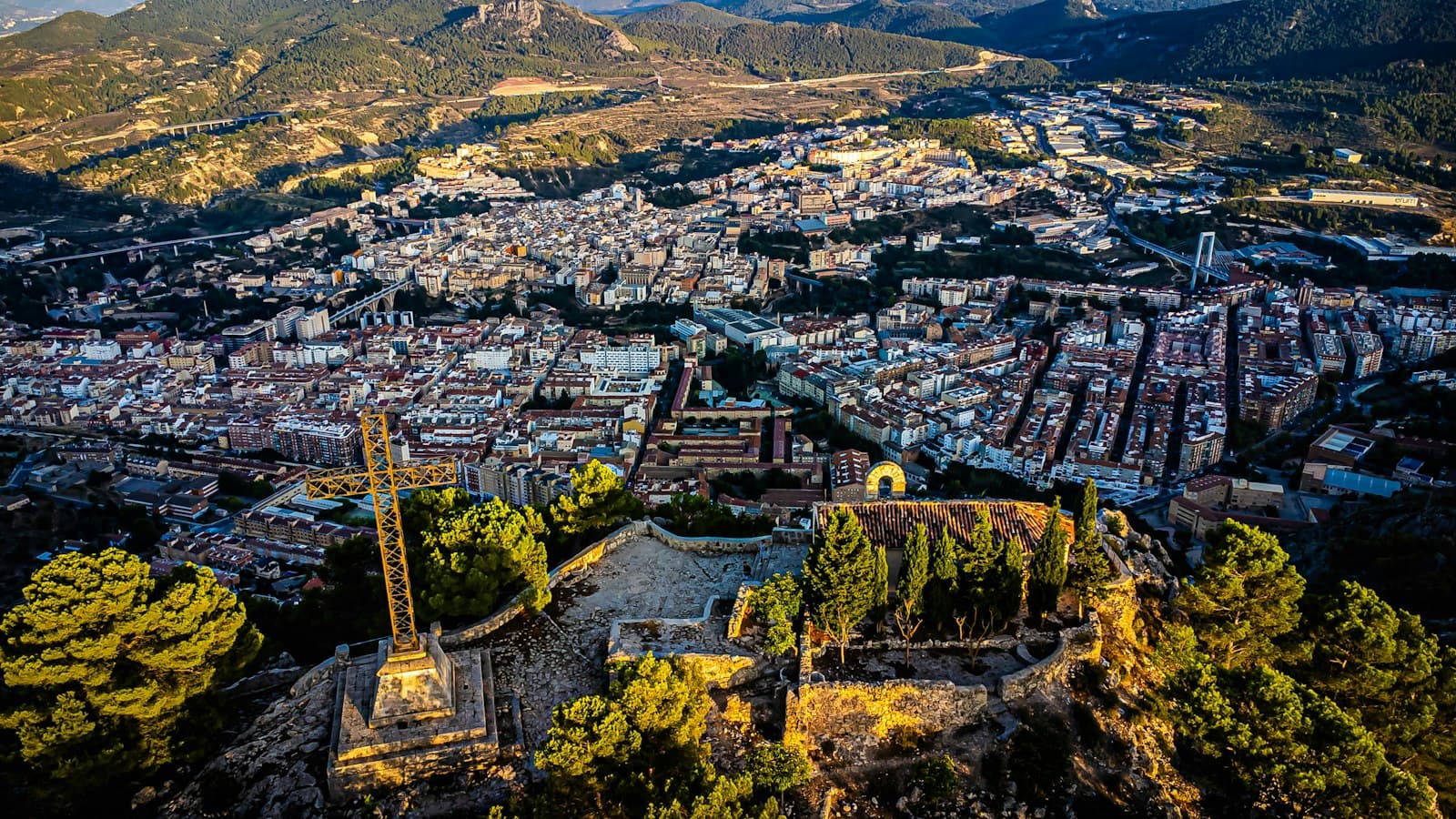 Alcoy — an aerial view of a city with mountains in the background