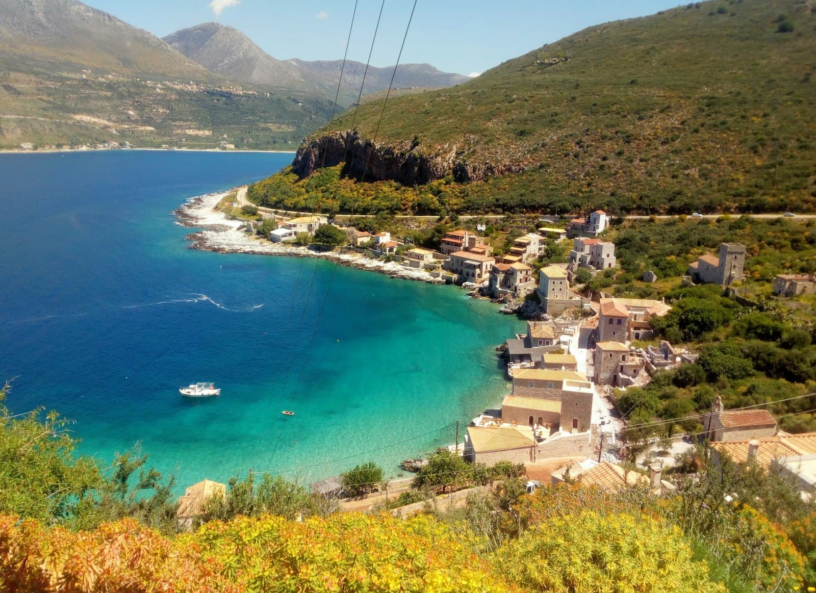 Arachova — aerial view of city near body of water during daytime
