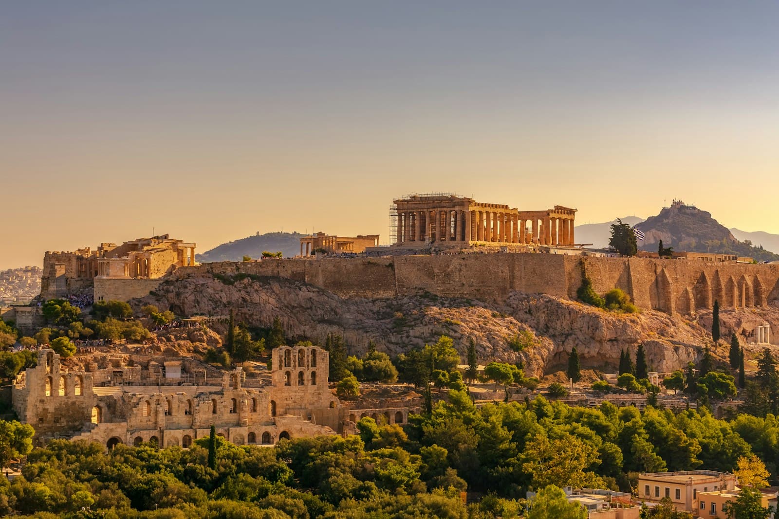 Athens — acropolis of athens at golden hour