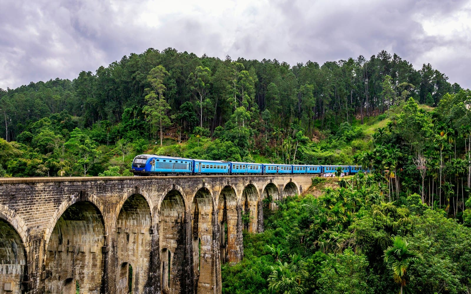 Badulla — blue train surrounded by trees
