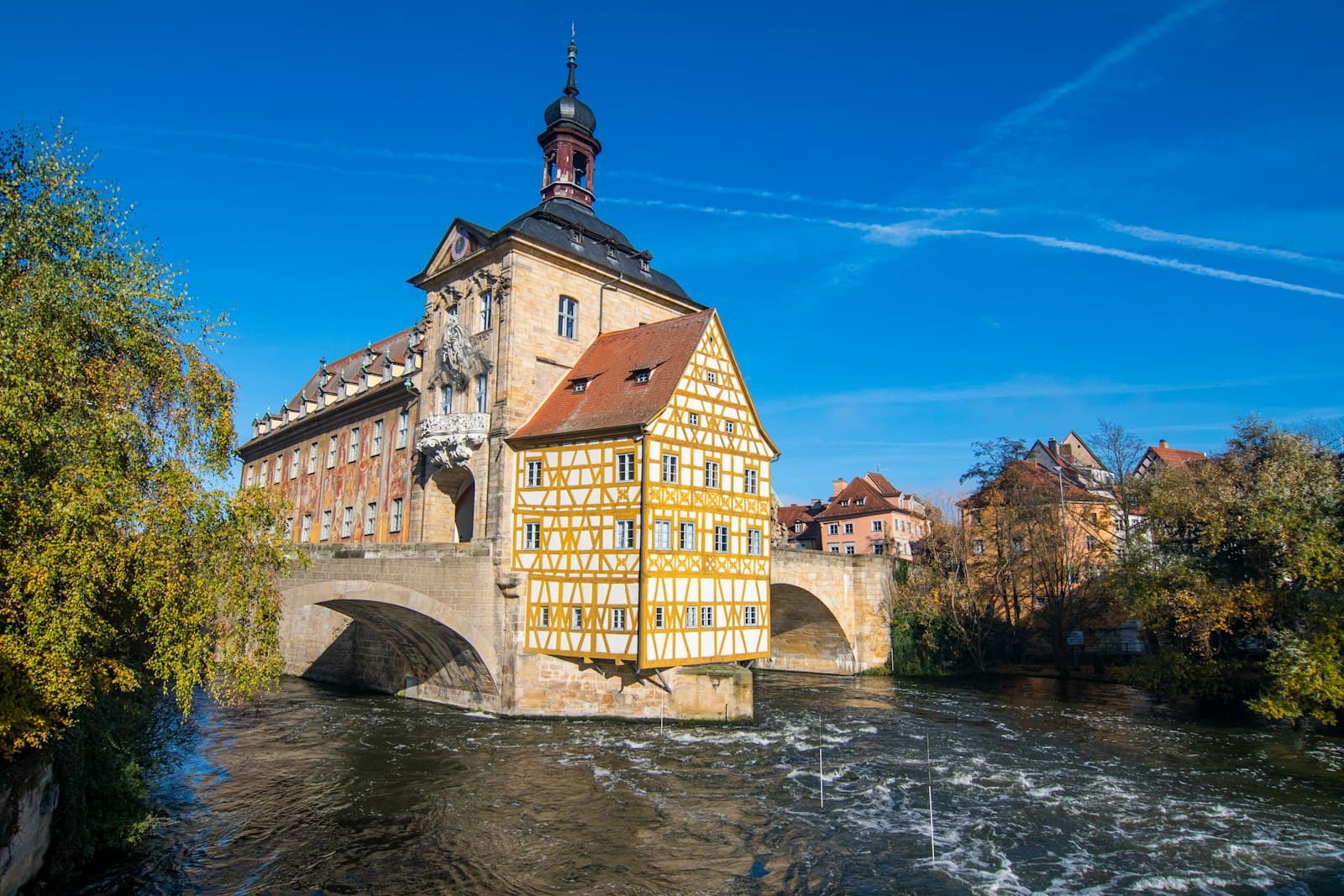 Bamberg — a building on a bridge over a river