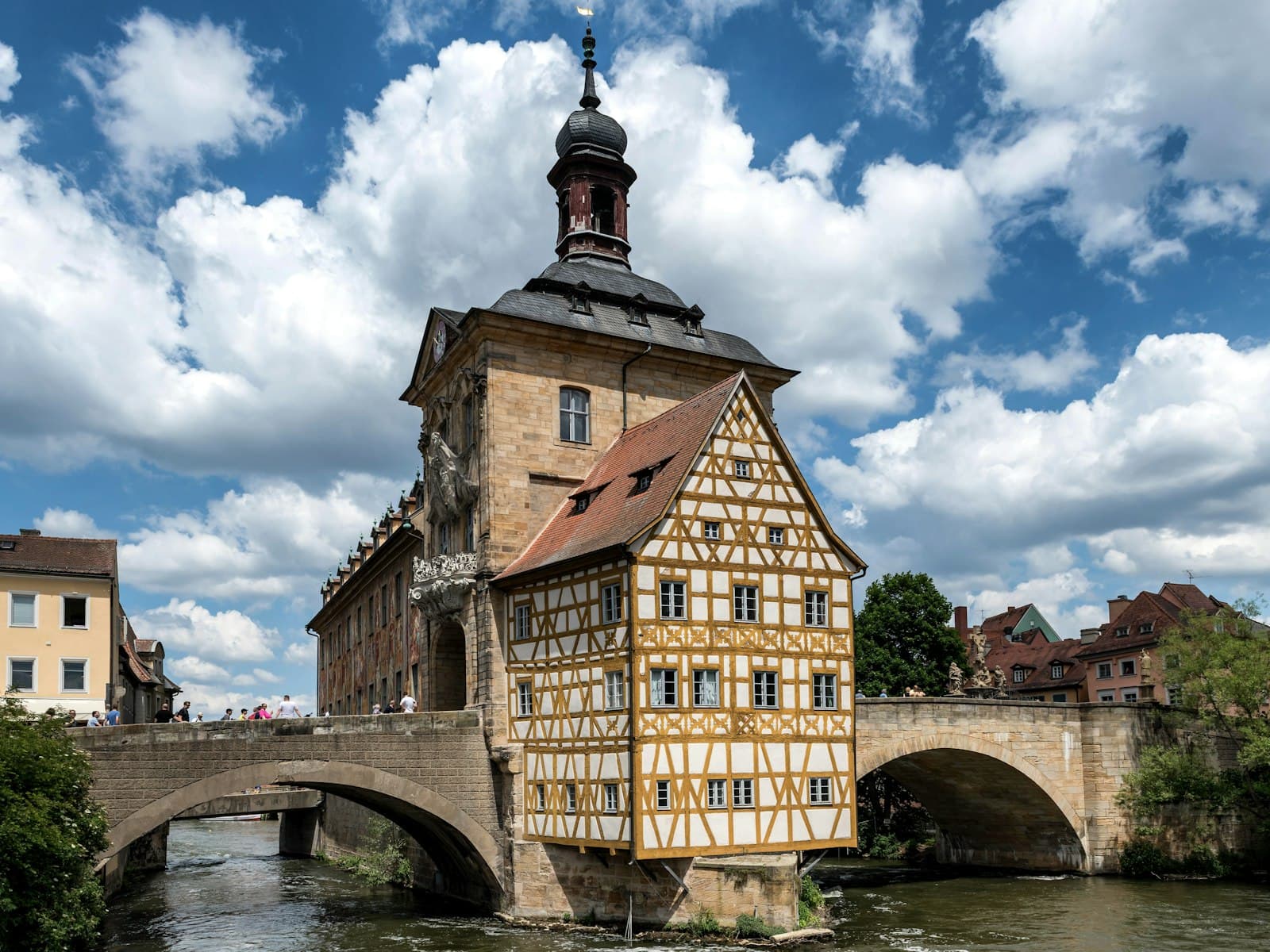 Bamberg — a building with a bridge in front of it