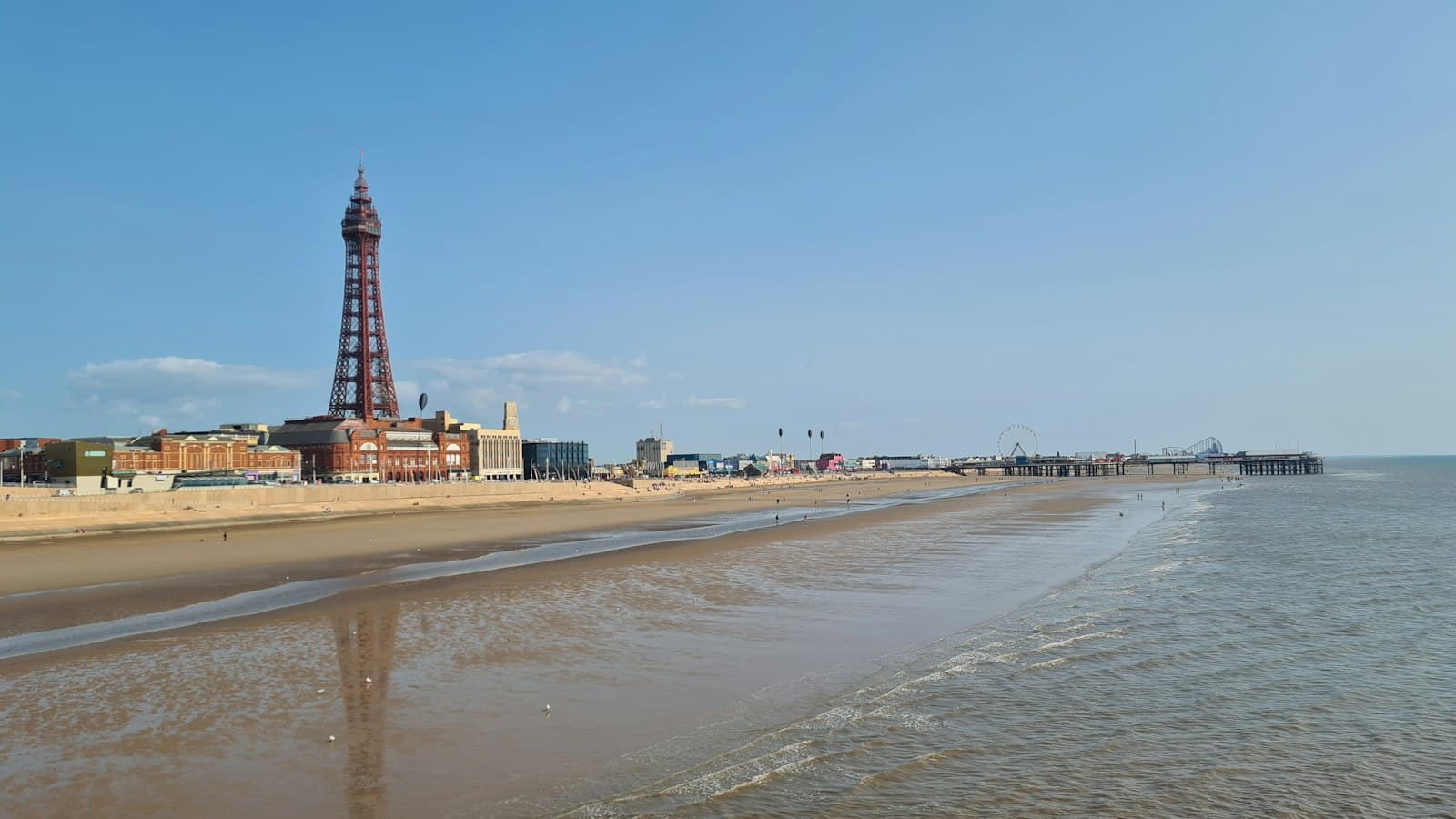Blackpool — a view of a beach with a tower in the background