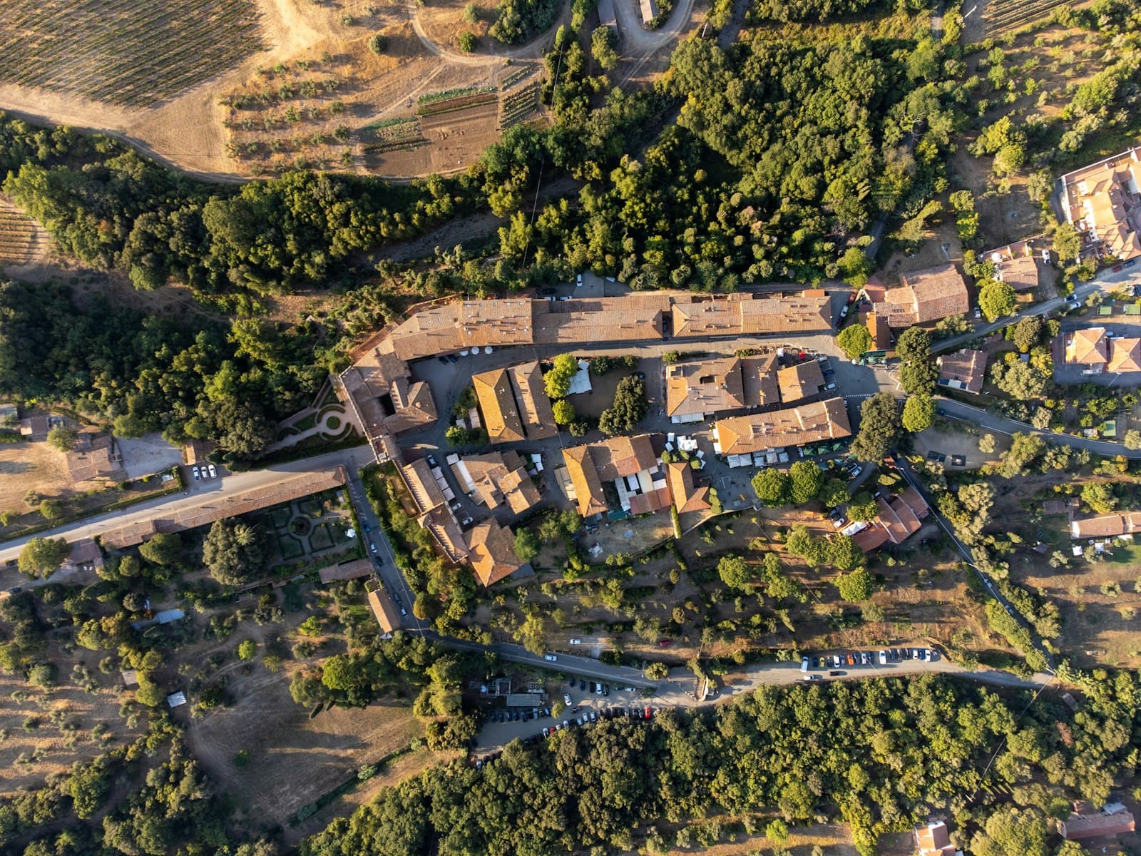 Bolgheri — an aerial view of a large building