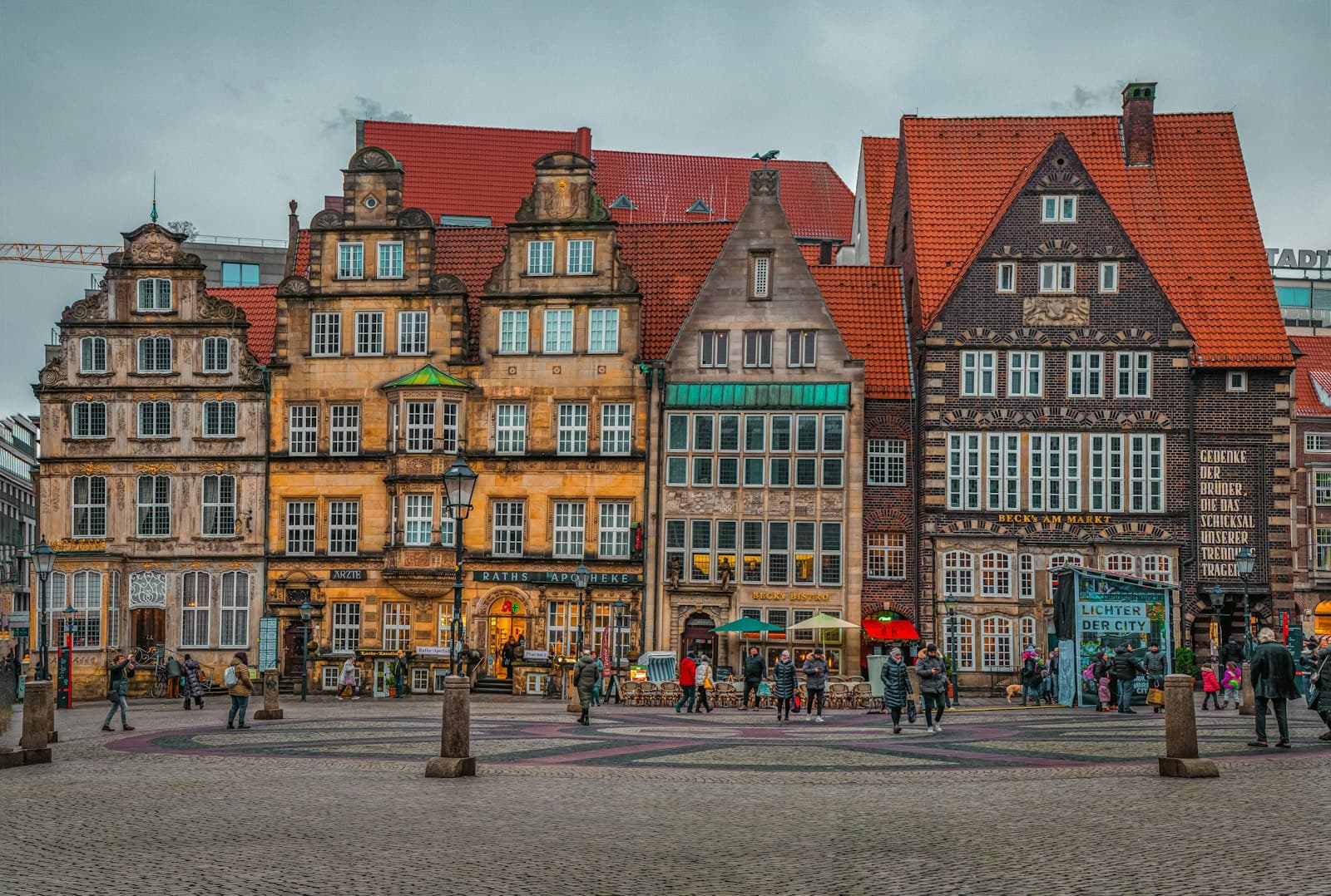 Bremen — a group of people walking around a city square
