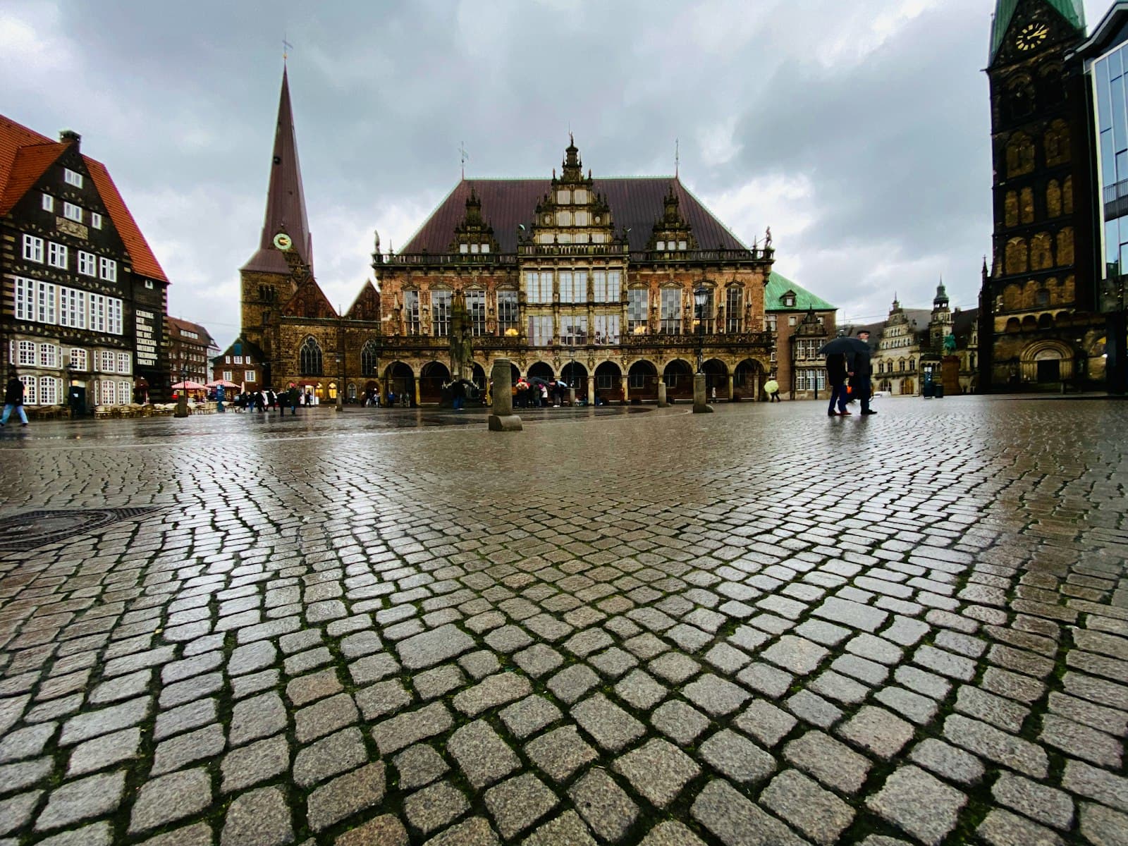 Bremen — a large brick courtyard with buildings in the background