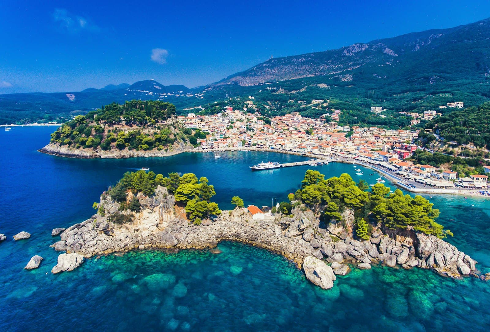 Cephalonia — aerial view of green trees and blue sea during daytime