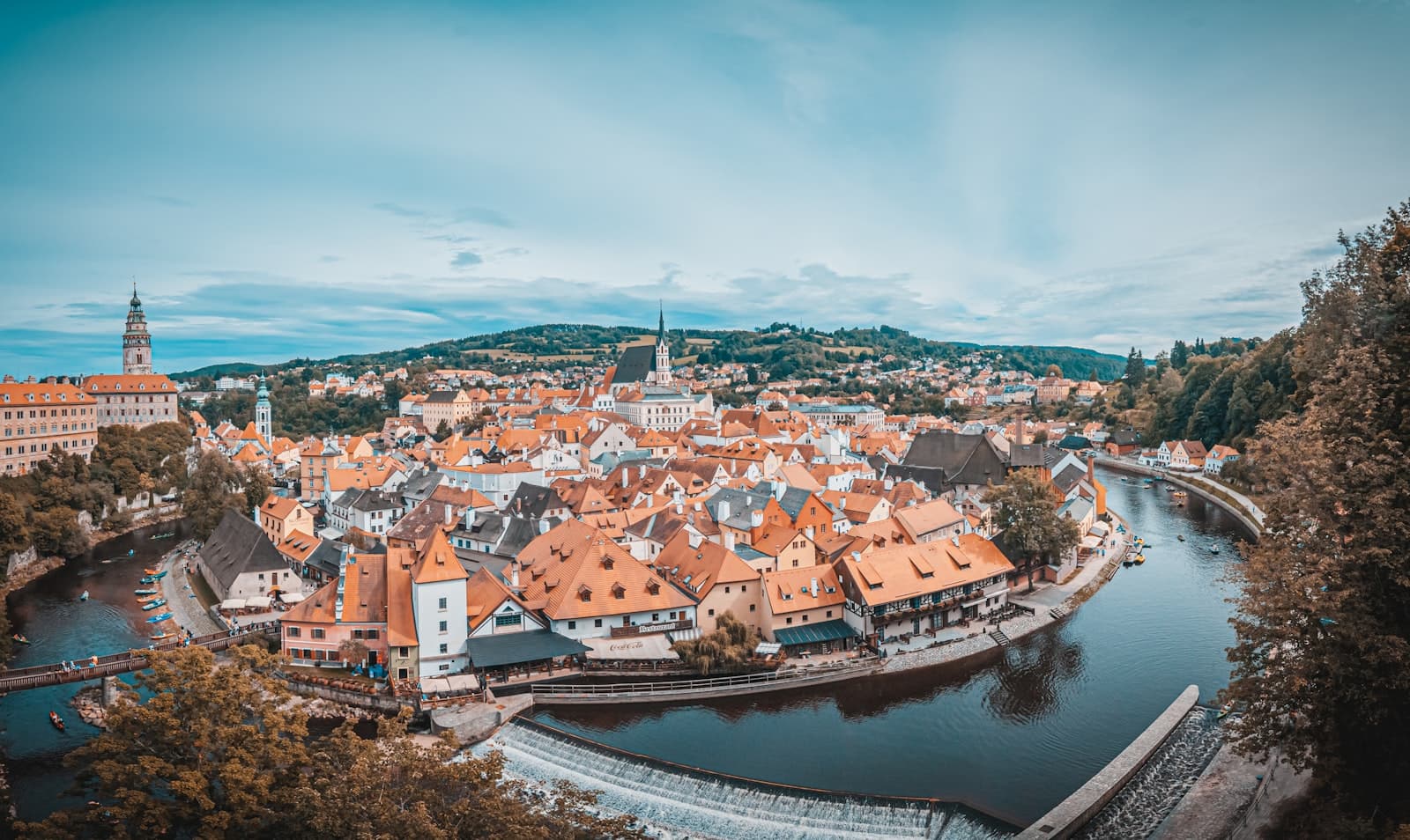 Český Krumlov — aerial photography of a village during daytime