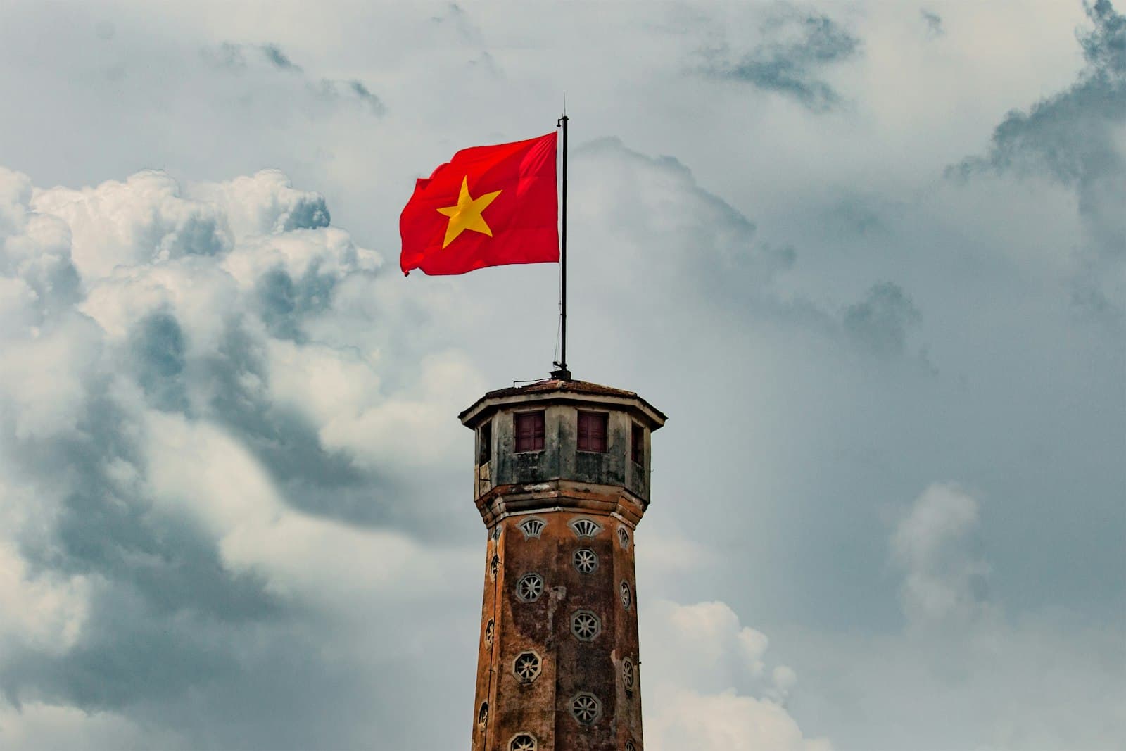 Châu Đốc — a flag on a tower