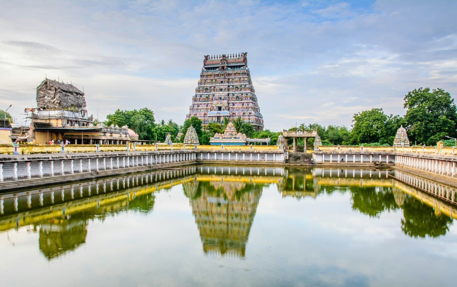Chettinad — pond and buildings during day