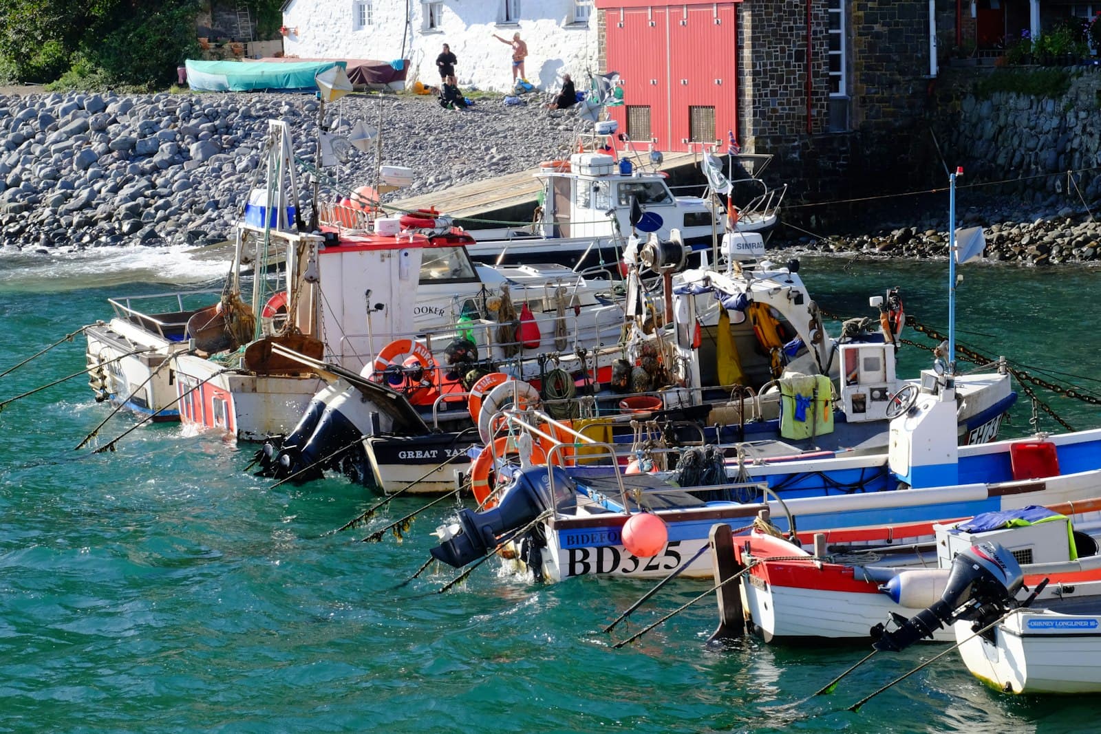 Clovelly — boats are parked in the water