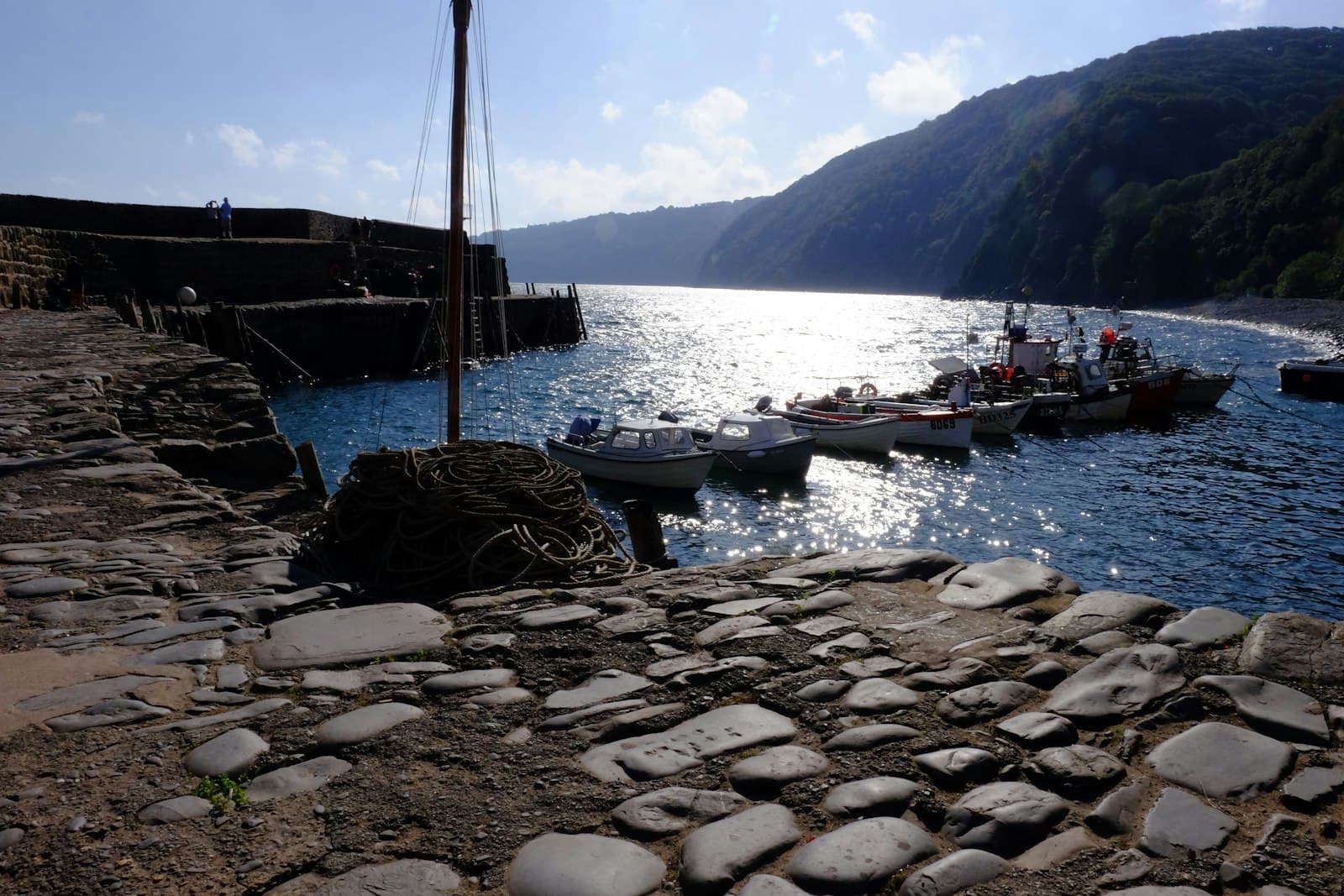 Clovelly — boats docked at a pier
