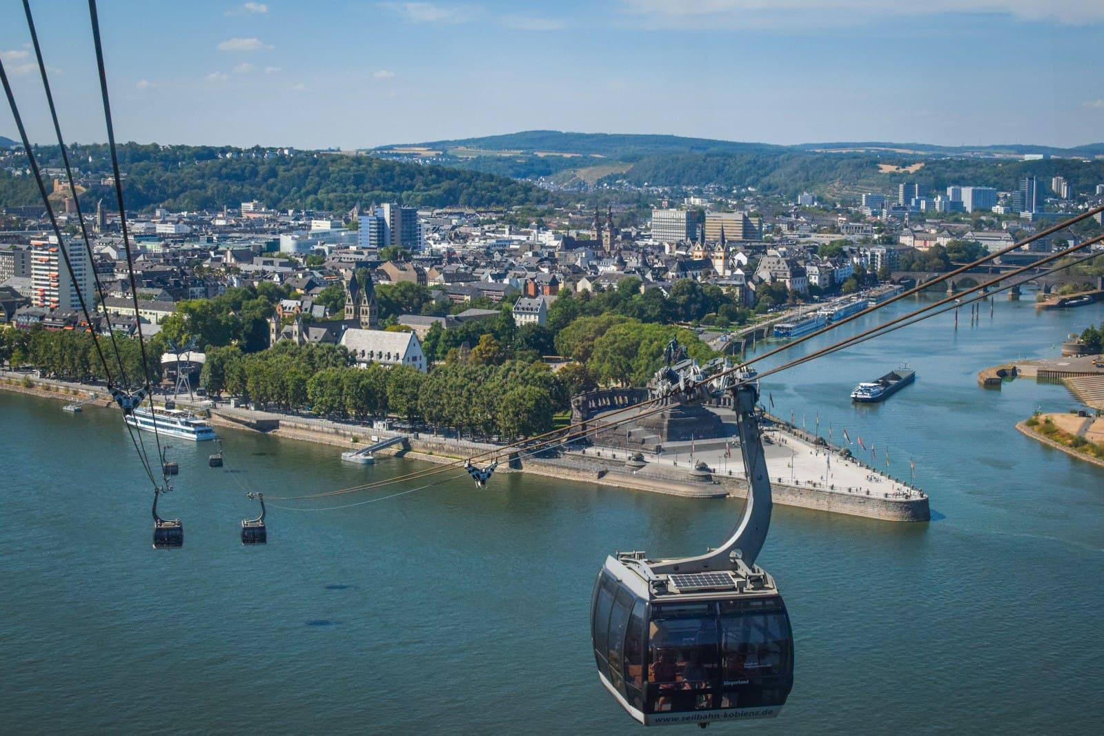 Koblenz — A cable car going over a river with a city in the background