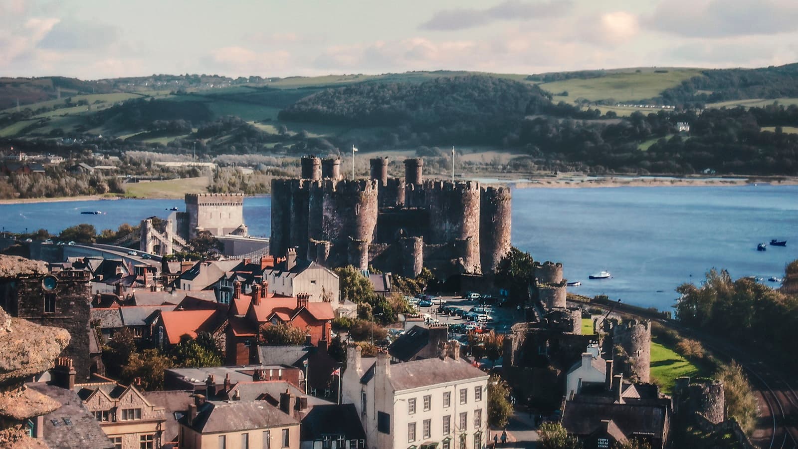 Conwy — aerial view of buildings