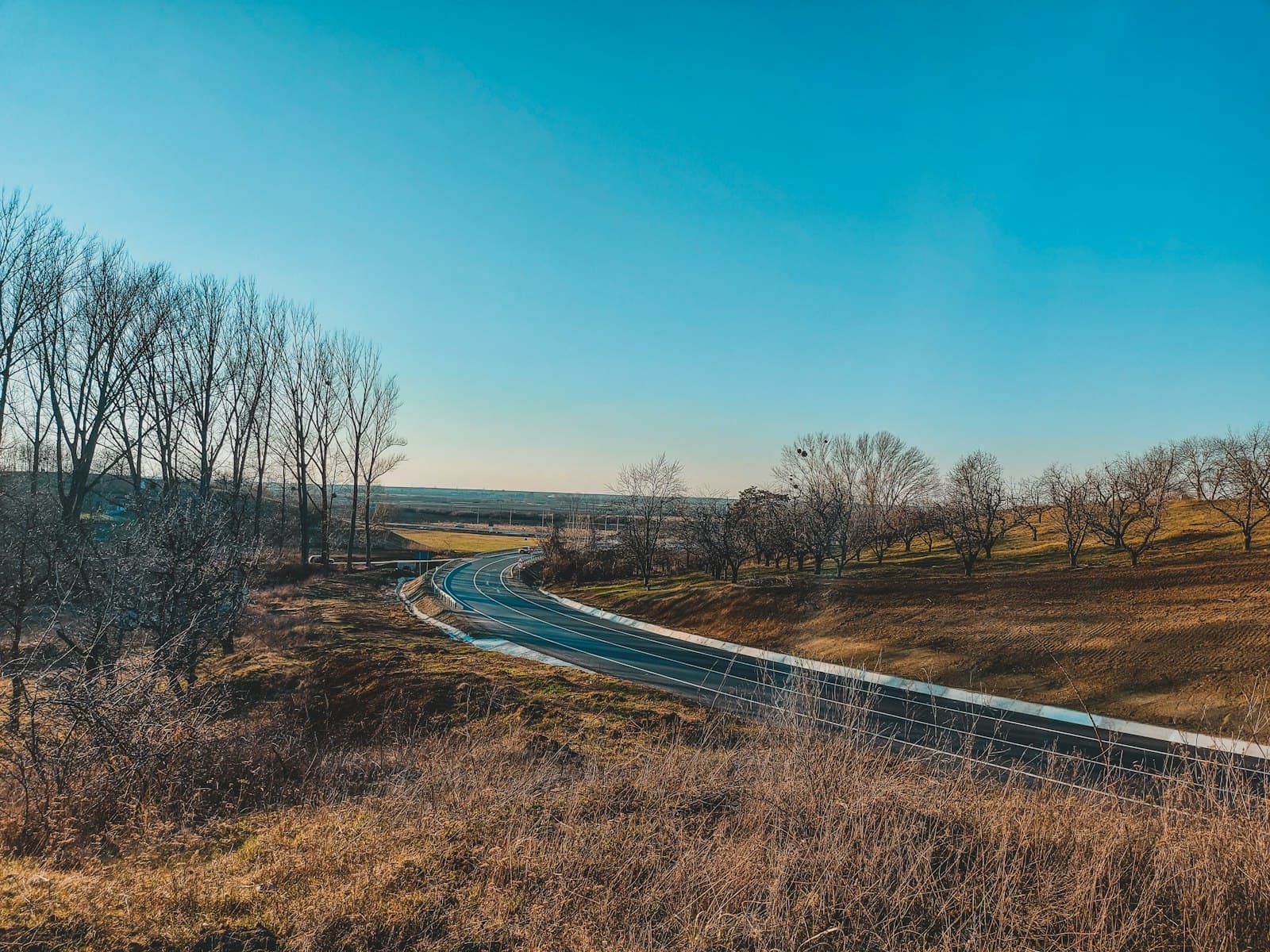 Debrecen — a winding road in the middle of a field