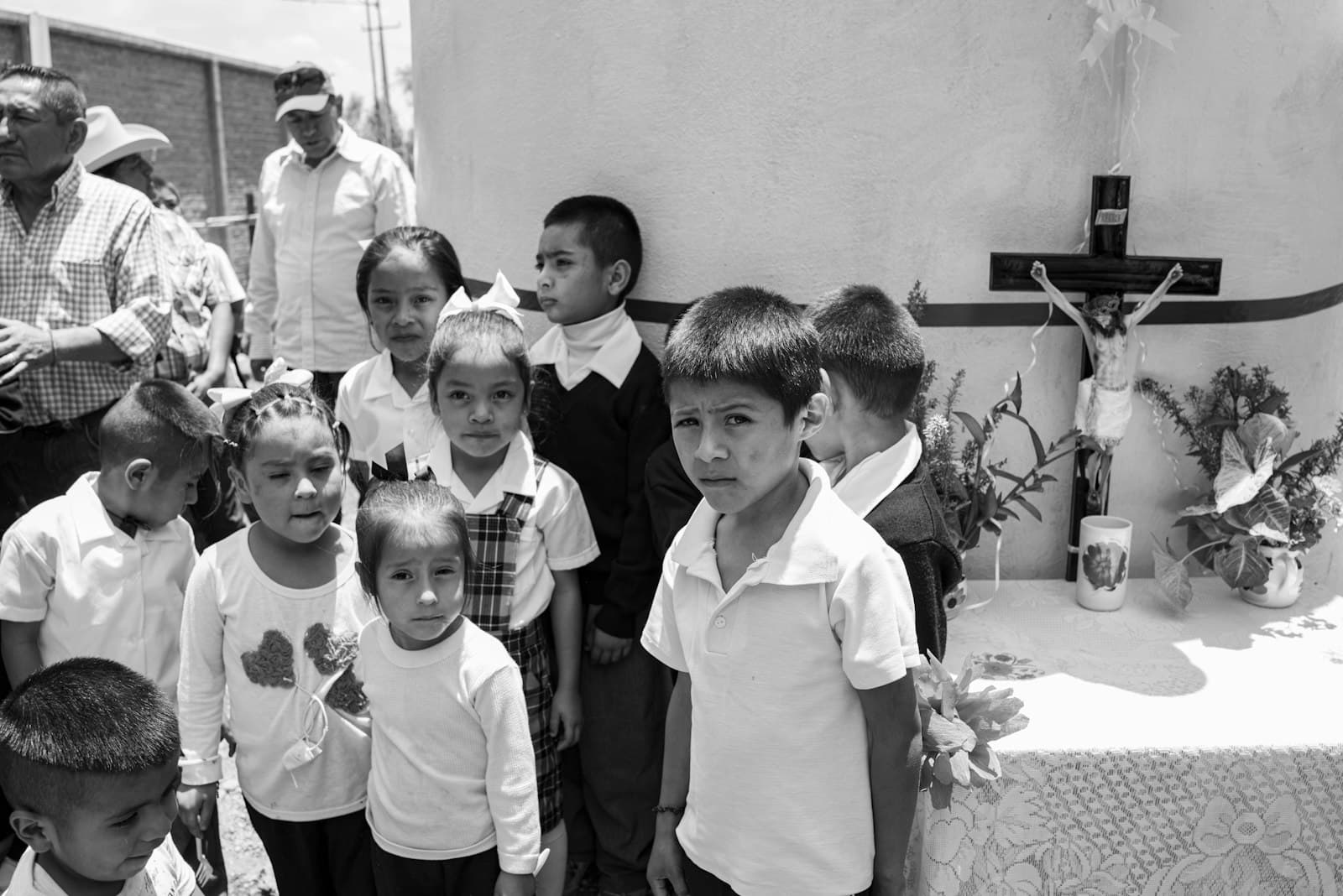 Dolores Hidalgo — grayscale photo of children standing