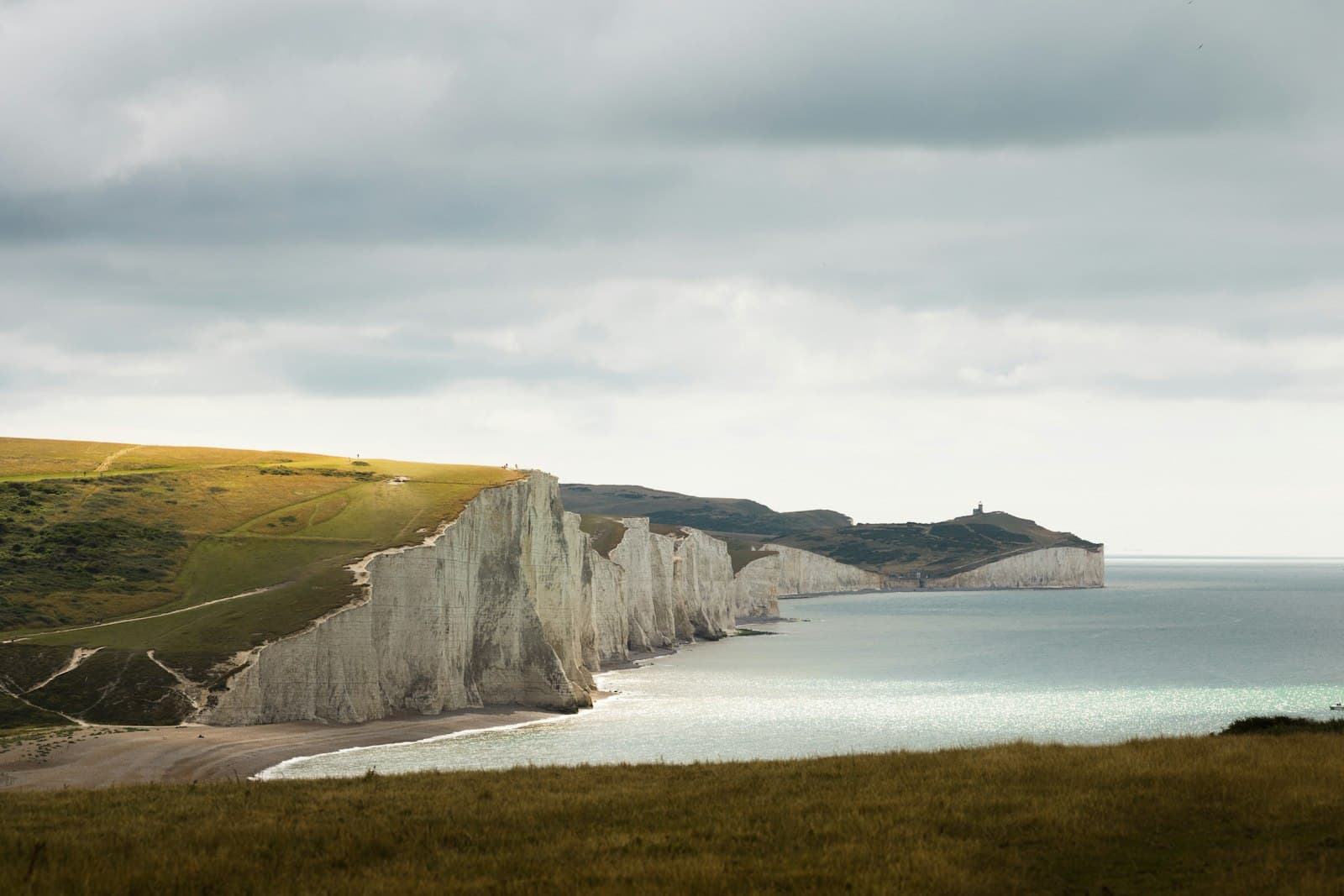 Eastbourne — A view of the cliffs and the ocean from a hill