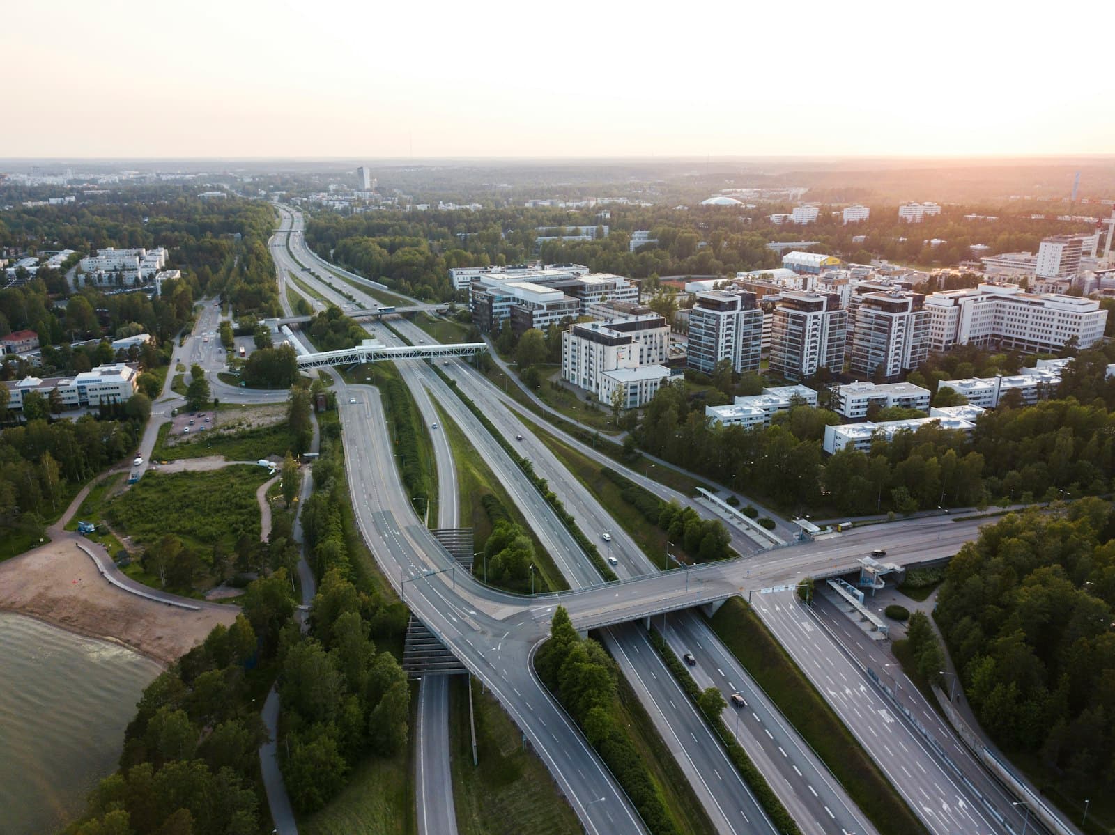 Espoo — super highway during golden hour
