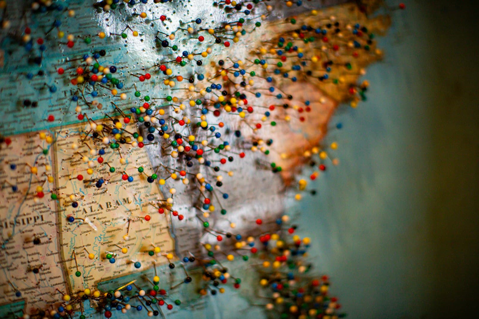 Eureka — Map of the united states covered in colorful pins.