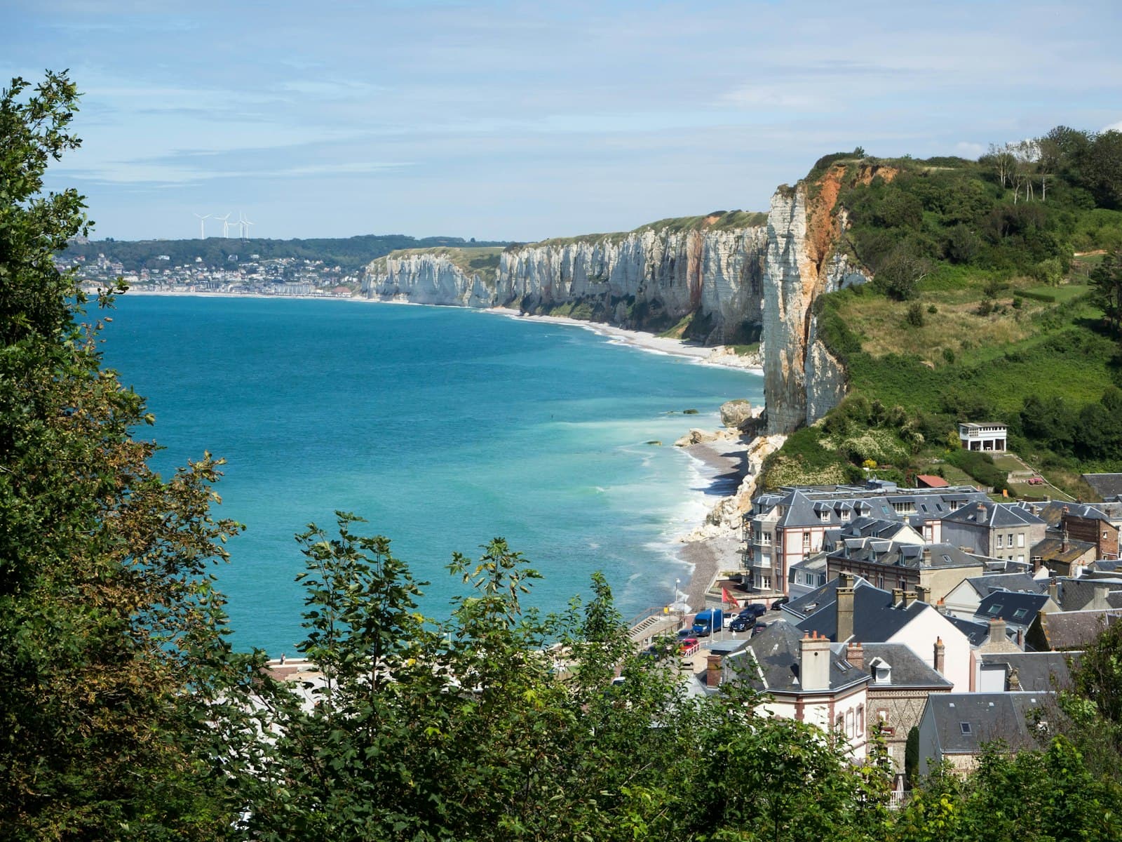 Falaise — aerial view of houses on cliff by the sea during daytime