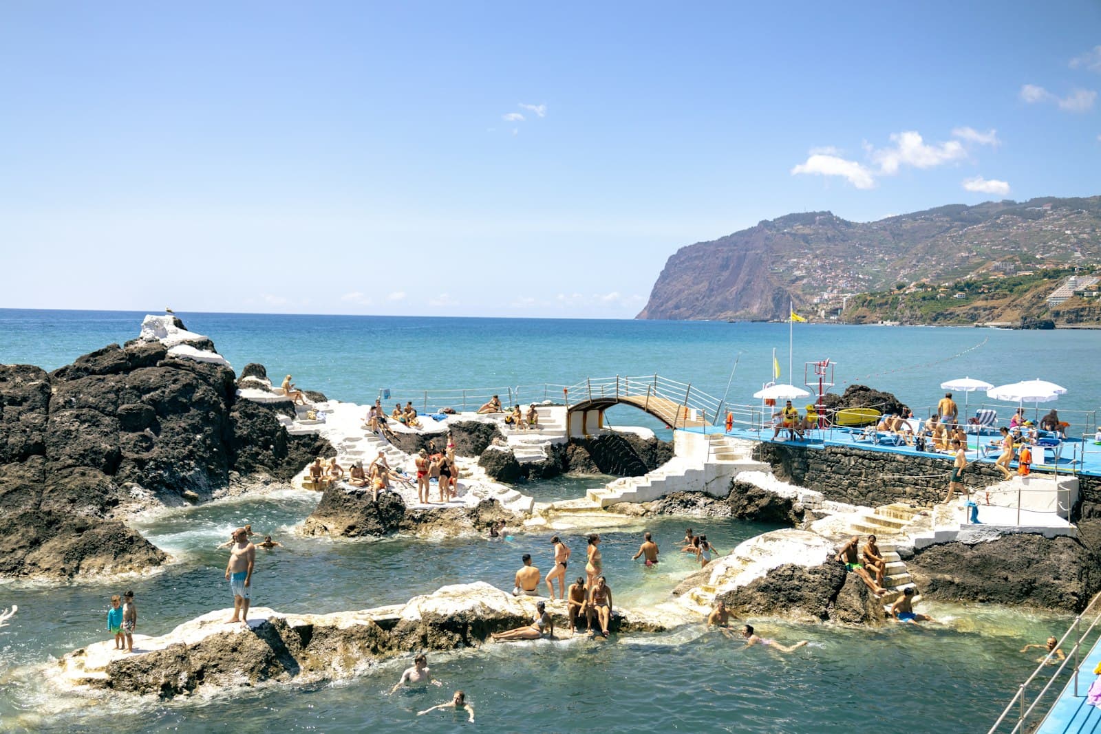 Funchal — A group of people swimming in a body of water