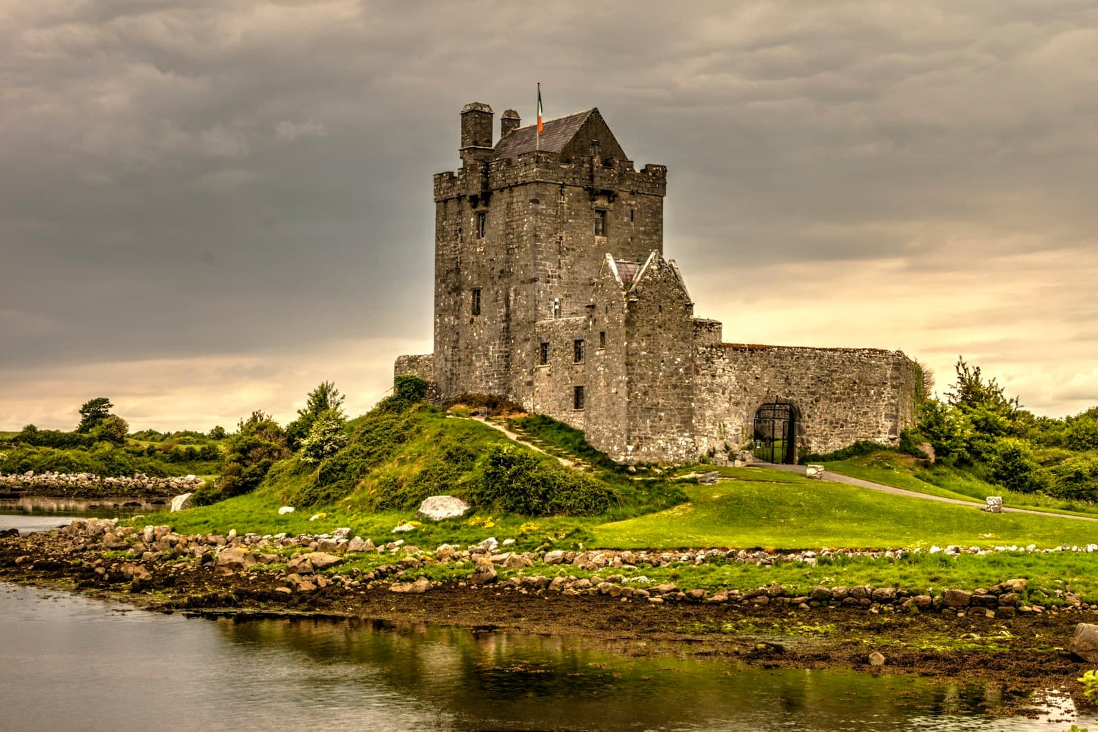 Galway — view photography of gray castle on island