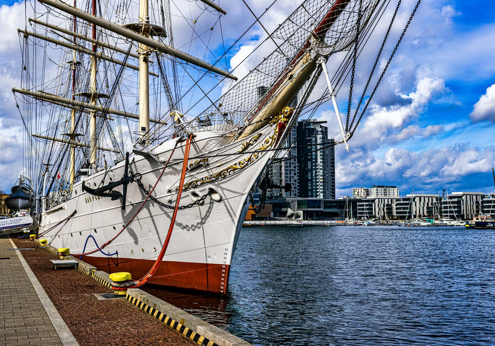 Gdynia — a large white ship docked in a harbor