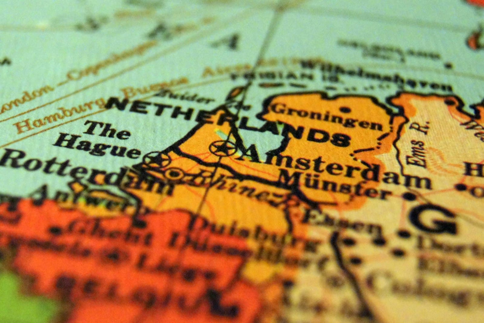 Goes — selective focus of Netherlands map