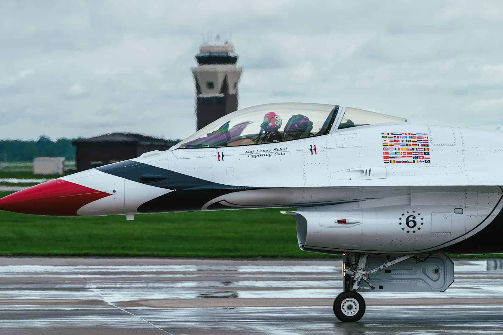 Hanover — An f-16 thunderbird jet sits on the runway.