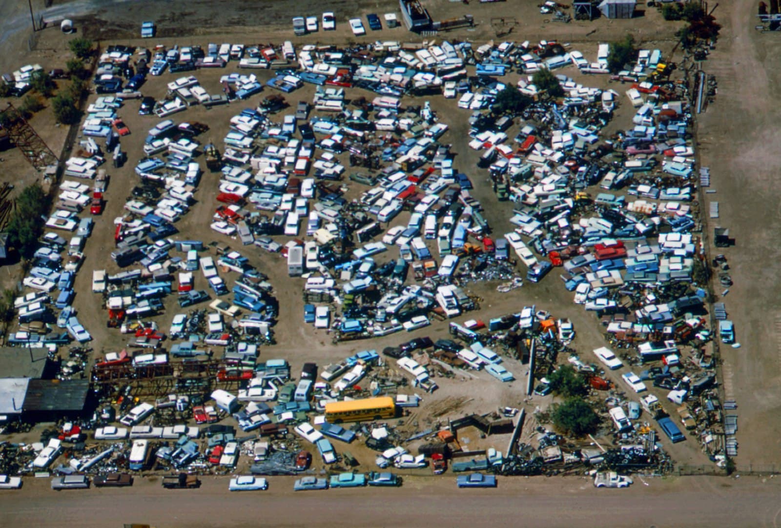 Henderson — an aerial view of a parking lot full of parked cars