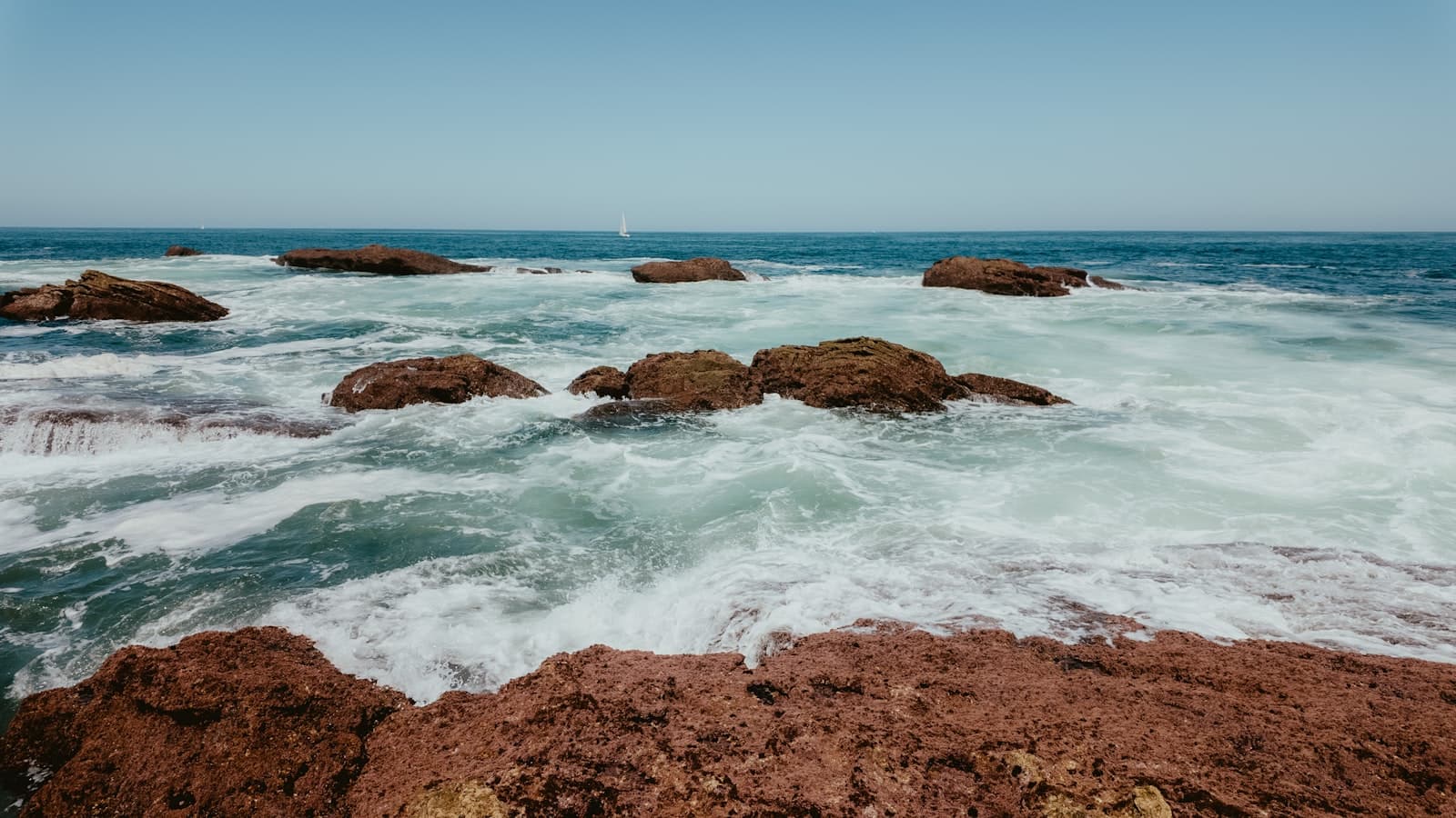 Hondarribia — A view of the ocean with rocks in the foreground