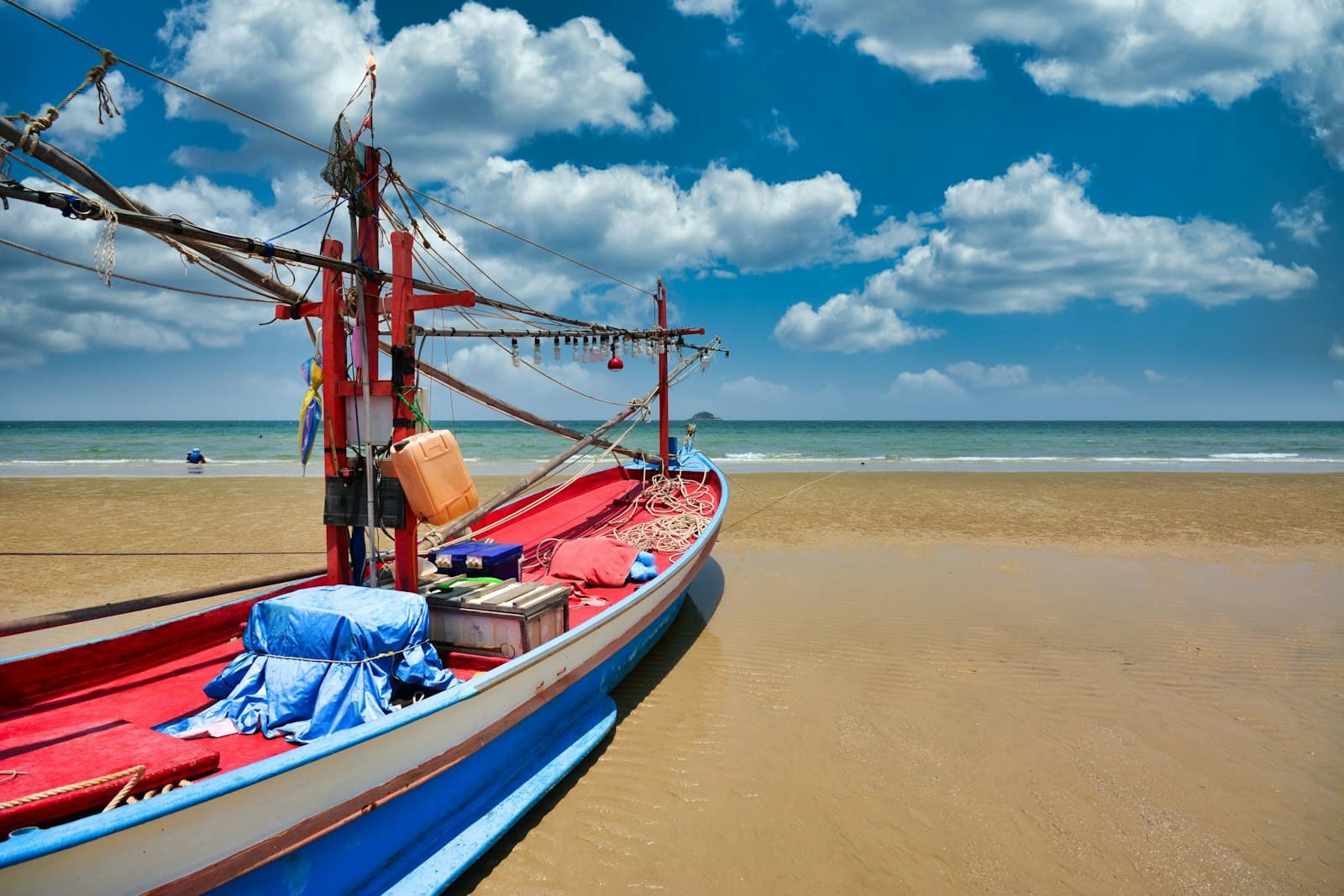 Hua Hin — a boat on the beach