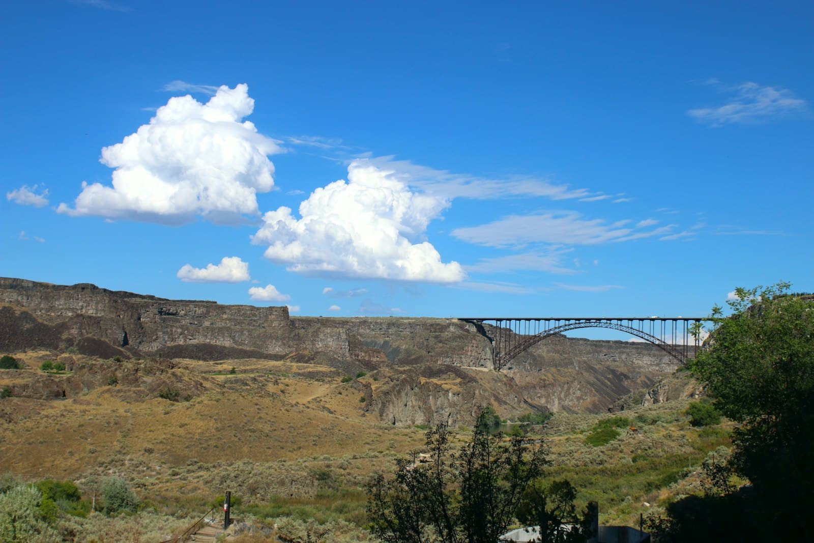 Idaho Falls — a bridge over a canyon with a sky background