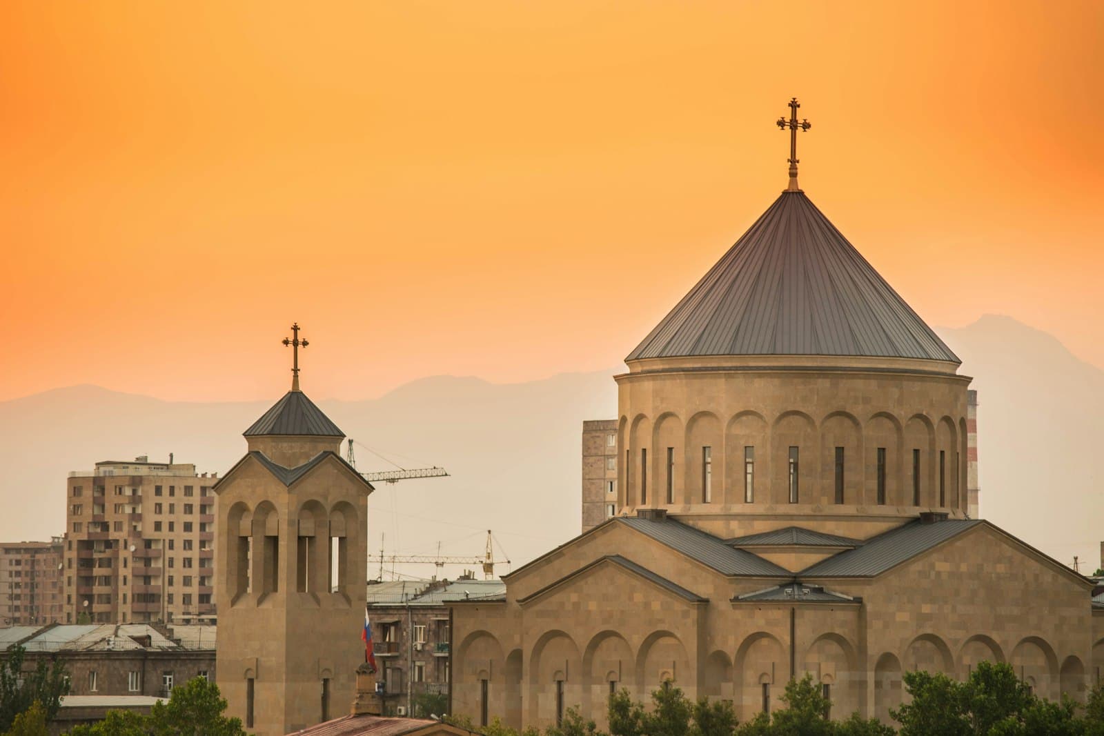 Ijevan — brown concrete church