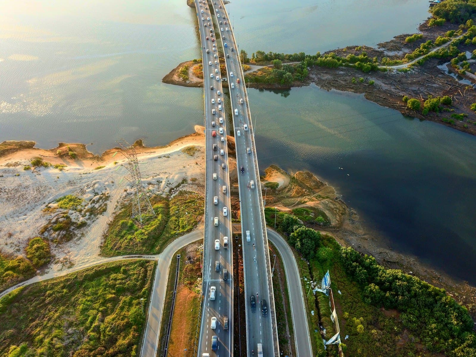 Johor Bahru — aerial photo of highway and cars
