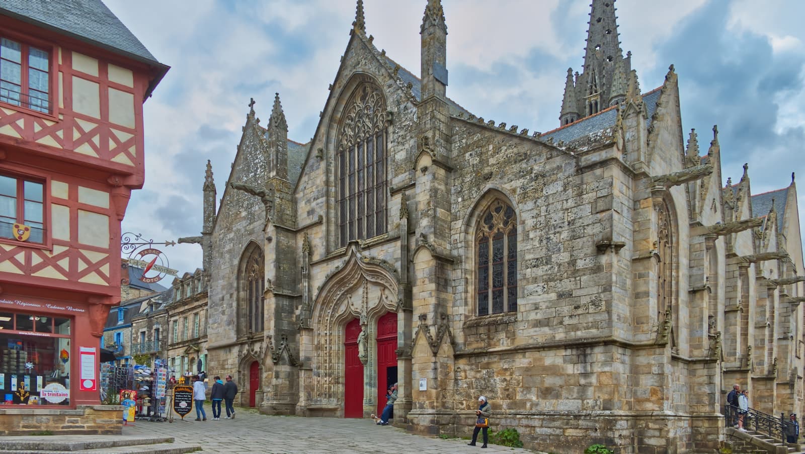 Josselin — a large stone building with a red door
