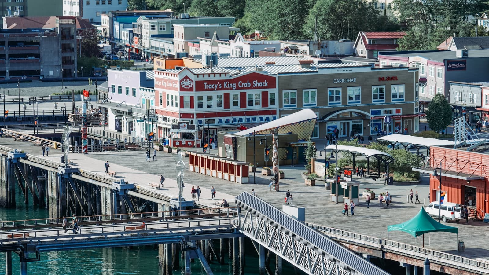 Juneau — An aerial view of a city with a bridge