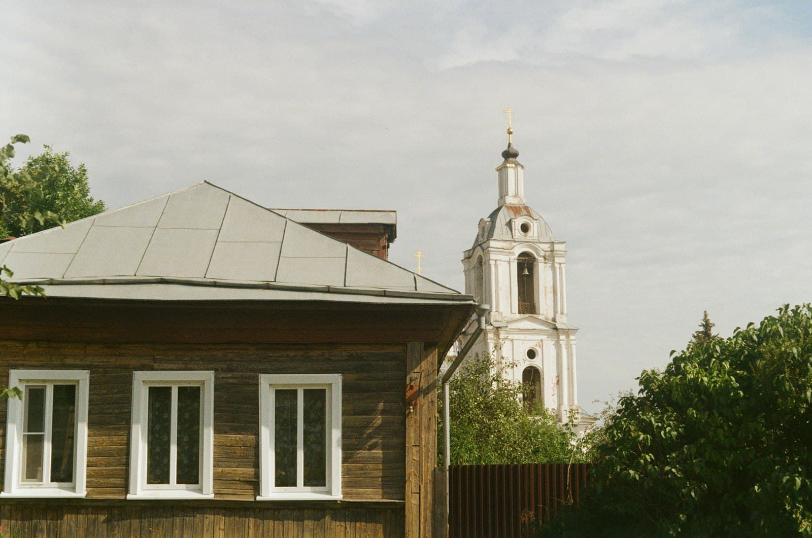 Kaluga — a small wooden building with a white steeple