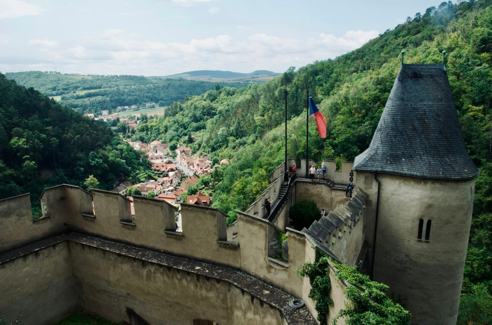 Karlštejn — A view of a castle from a high point of view
