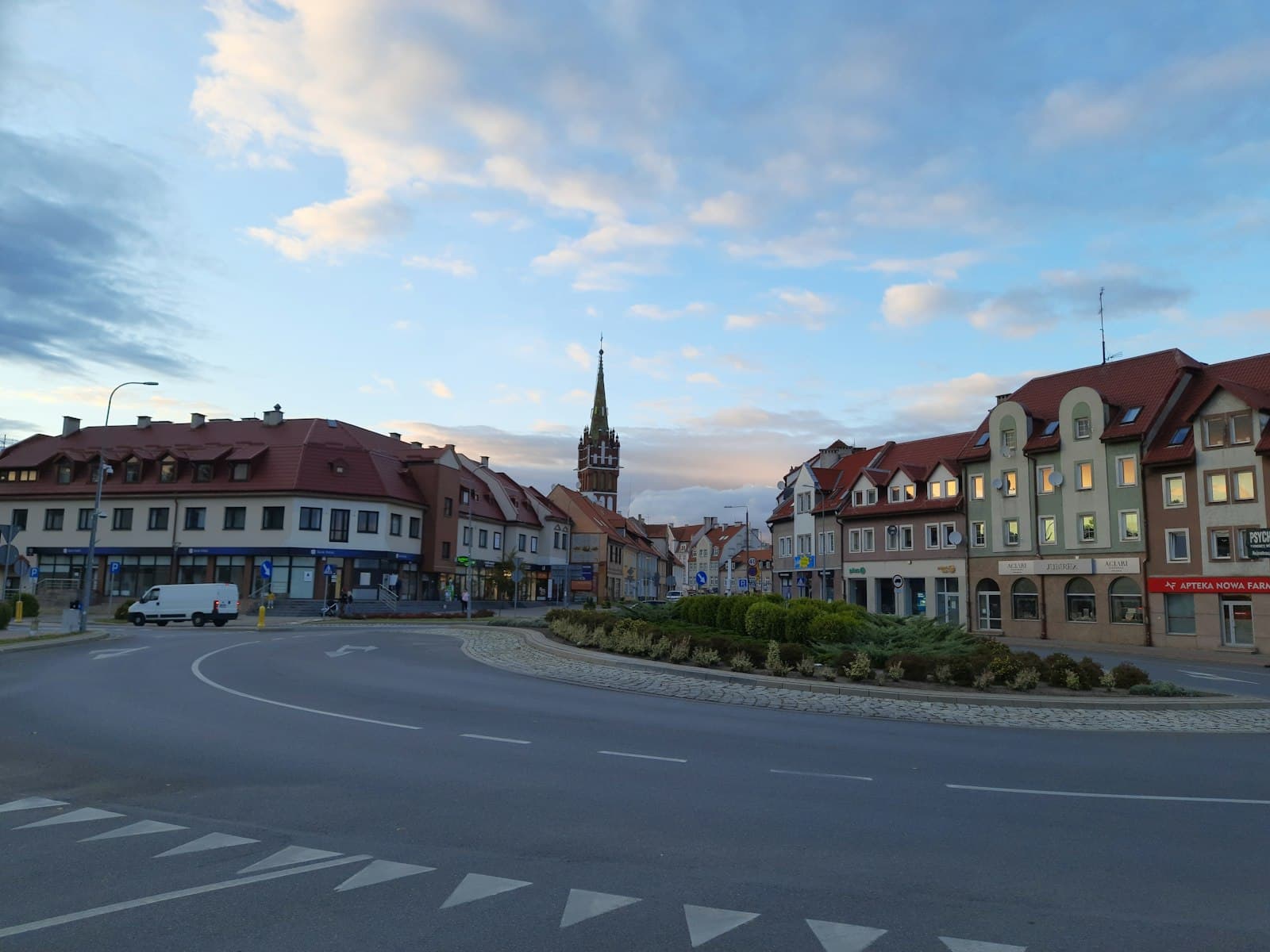 Kętrzyn — a road with buildings along it