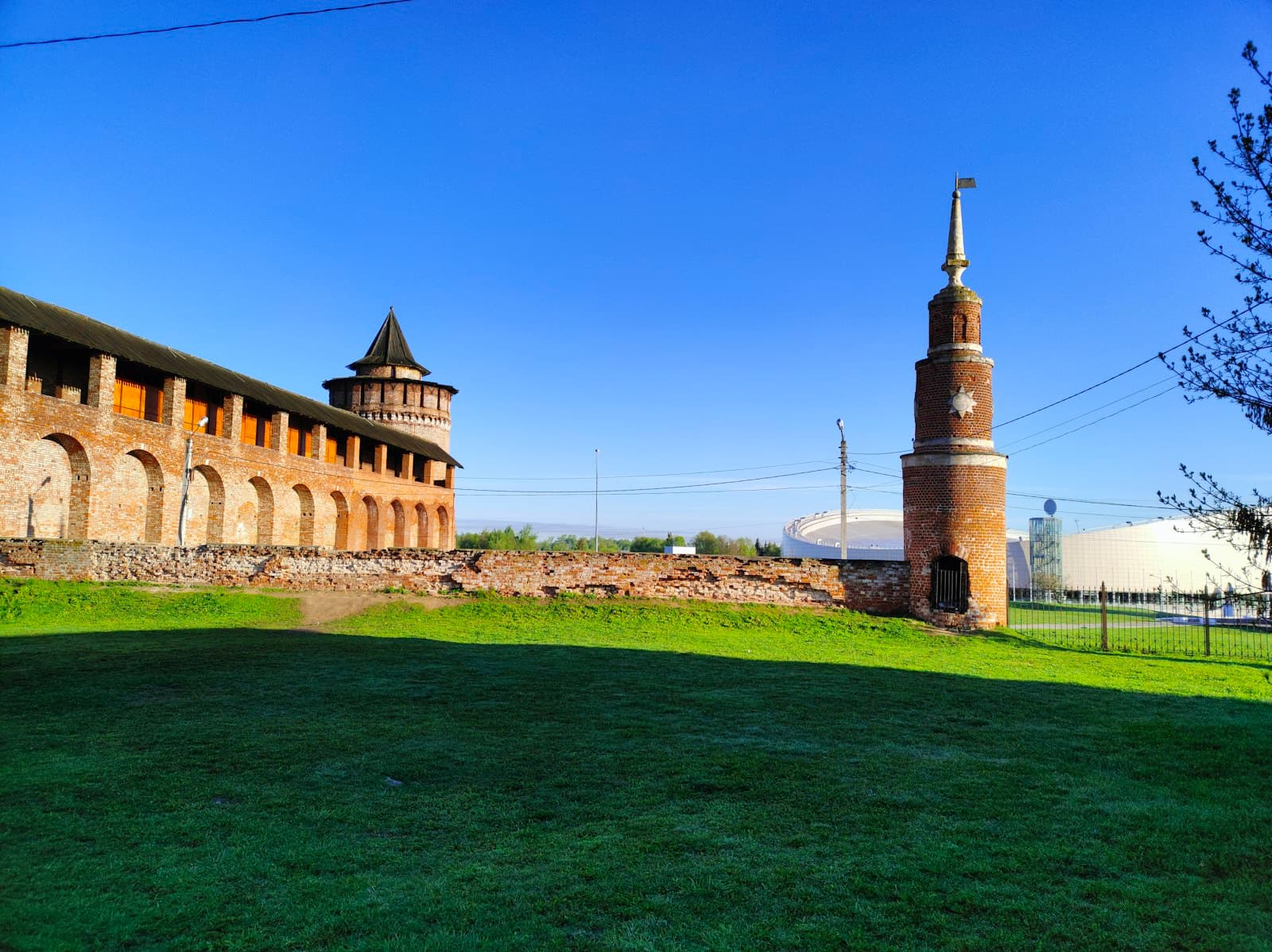 Kolomna — an old brick building with a clock tower in the background