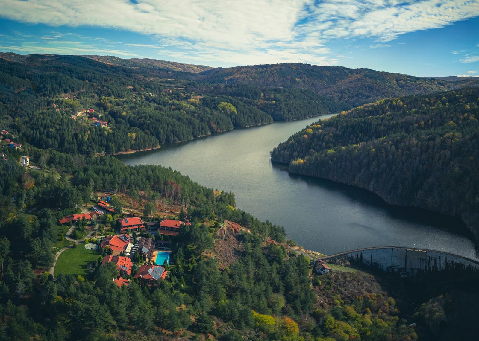 Kratovo — an aerial view of a lake surrounded by trees