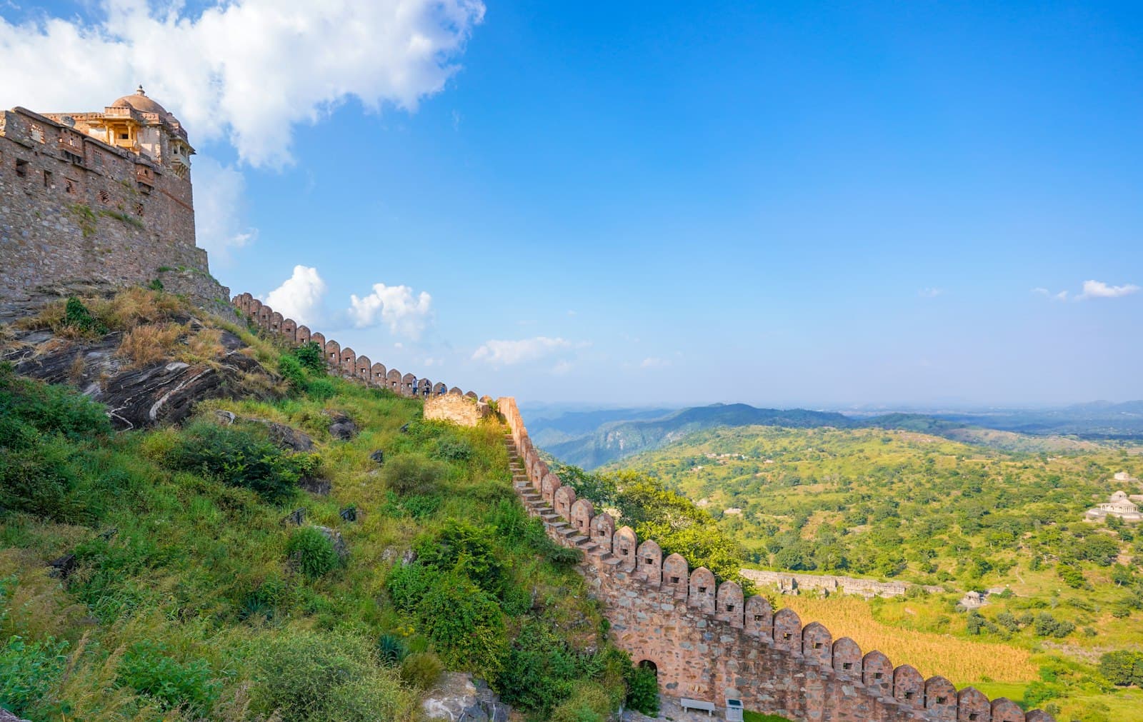 Kumbhalgarh — a stone wall on a hill
