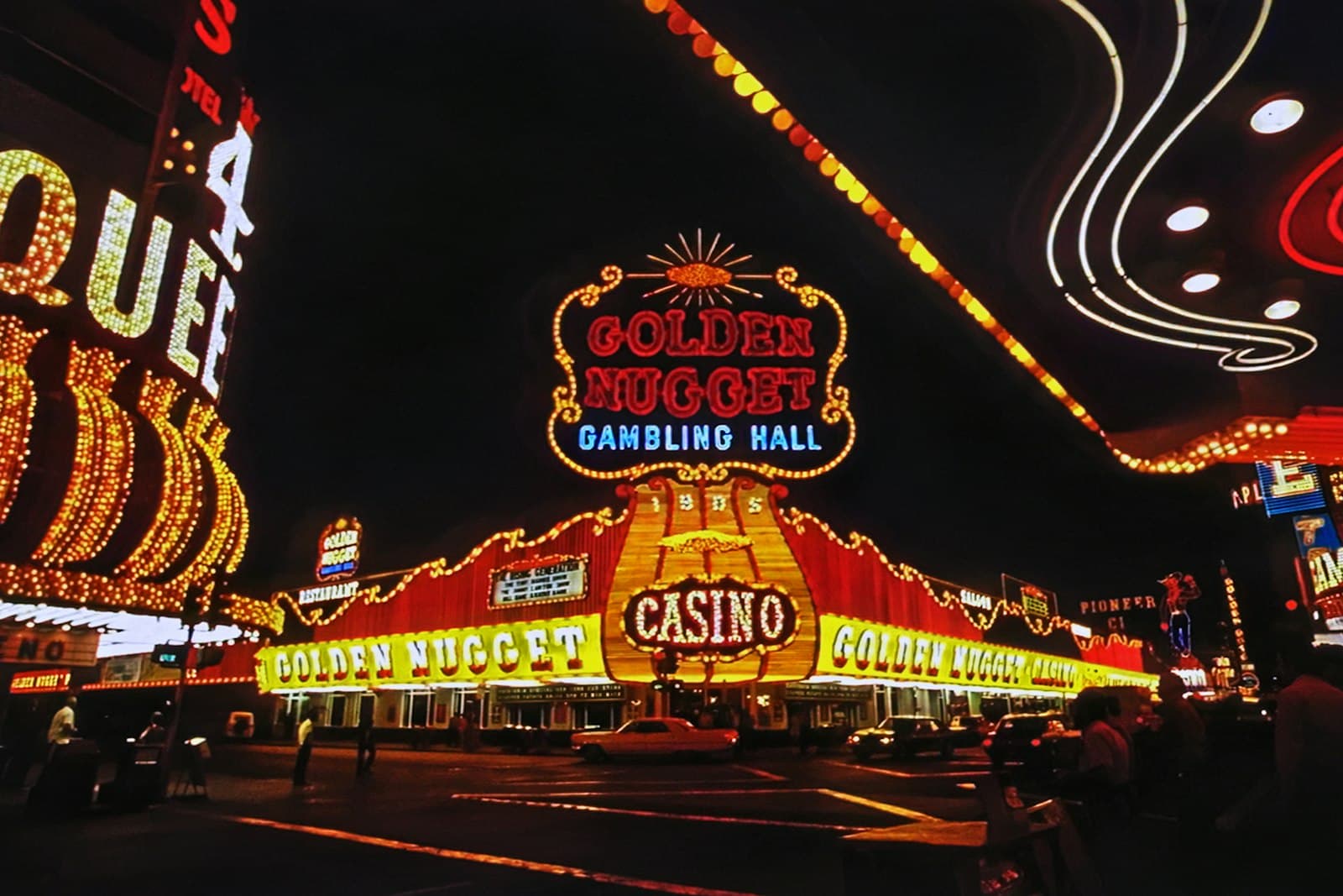 Lake Charles — a casino sign lit up at night with neon lights