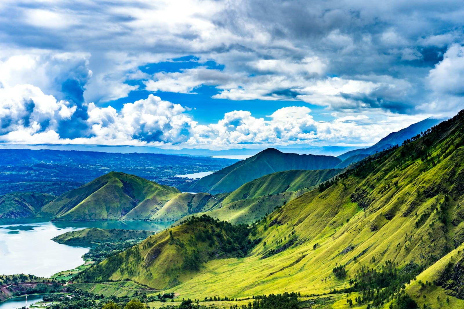 Lake Toba — aerial photo of mountains