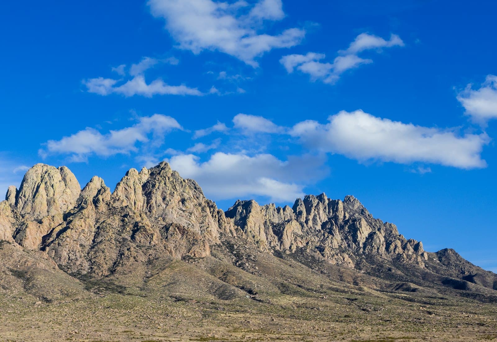 Las Cruces — Jagged mountain range under a bright blue sky.