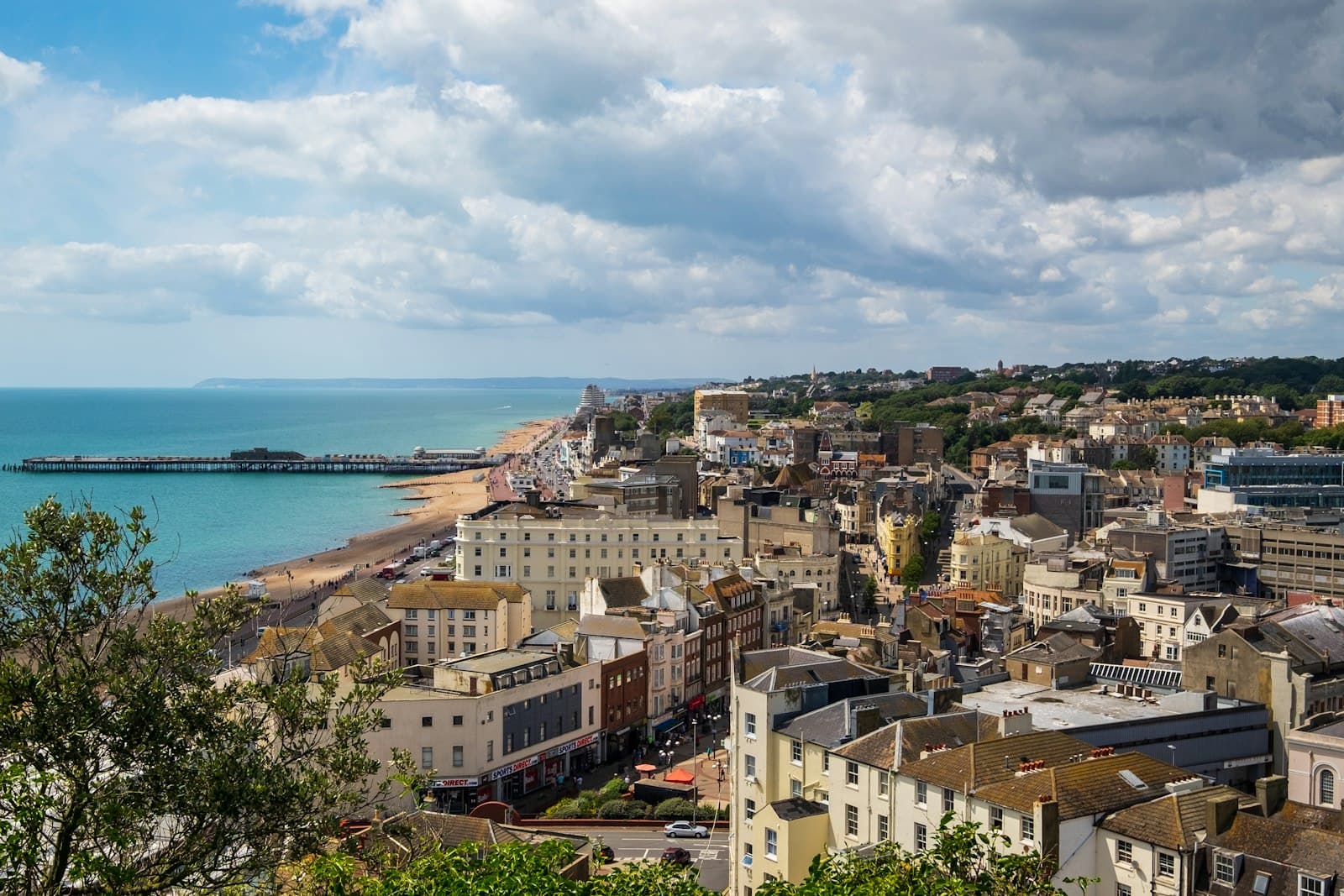 Lewes — aerial view of city buildings near sea during daytime