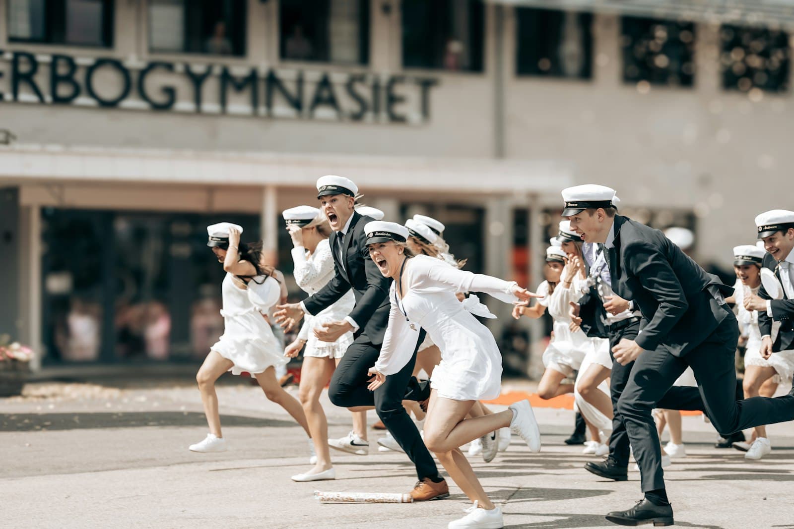 Ljungby — Graduating students cheerfully run from school