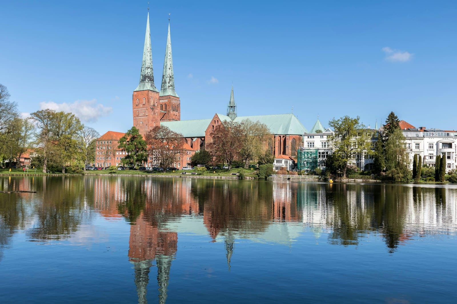 Lübeck — a lake with a church in the background