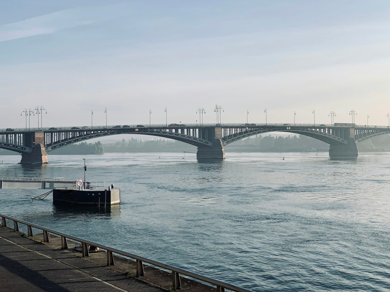 Mainz — a bridge over a body of water with a boat in the water